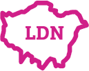 An icon that is the outline of London with 
