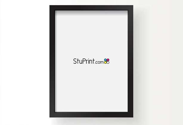 Simple photo of white poster with colour StuPrint logo