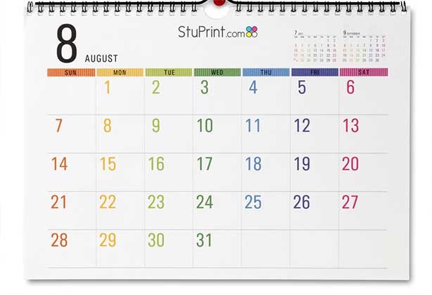 A4 calendar with coorporate logo at the top