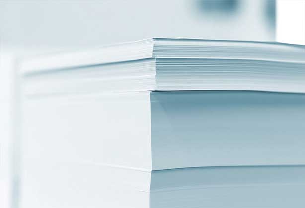 Stack of blank A6 flyers on 300gsm