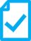 Blue piece of paper folded in the corner with a blue tick in the middle