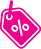 pink discount tage with a percentage sign in the middle