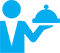 Blue waiter carrying a meal