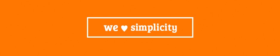 Simple orange banner with we love simpilicity written in the middle